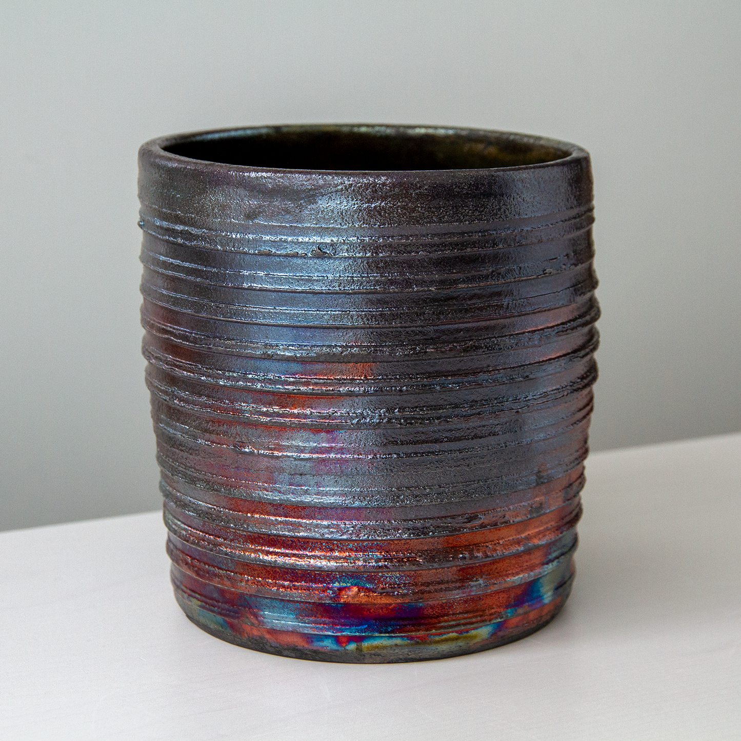 Oil Slick Raku Vase
